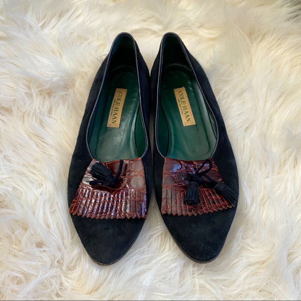 Vintage Cole Haan Suede Tassel Loafer Flats